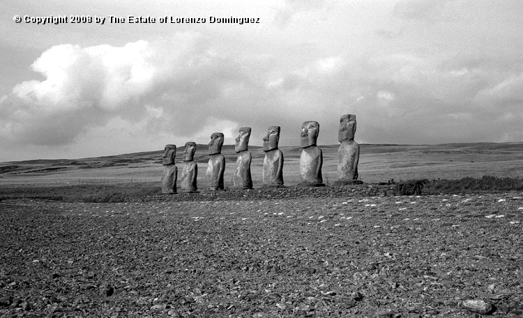 AKI_Conjunto_07.jpg - Easter Island. 1960. Ahu Akivi. General view of the ahu restored by the Chilean-American archeological expedition lead by William Mulloy in 1960.