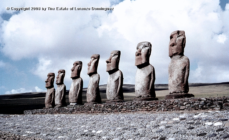 AKI_Conjunto_13.jpg - Easter Island. 1960. Ahu Akivi. General view of the ahu restored by the Chilean-American archeological expedition lead by William Mulloy in 1960.