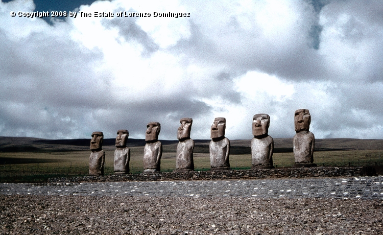 AKI_Conjunto_14.jpg - Easter Island. 1960. Ahu Akivi. General view of the ahu restored by the Chilean-American archeological expedition lead by William Mulloy in 1960.