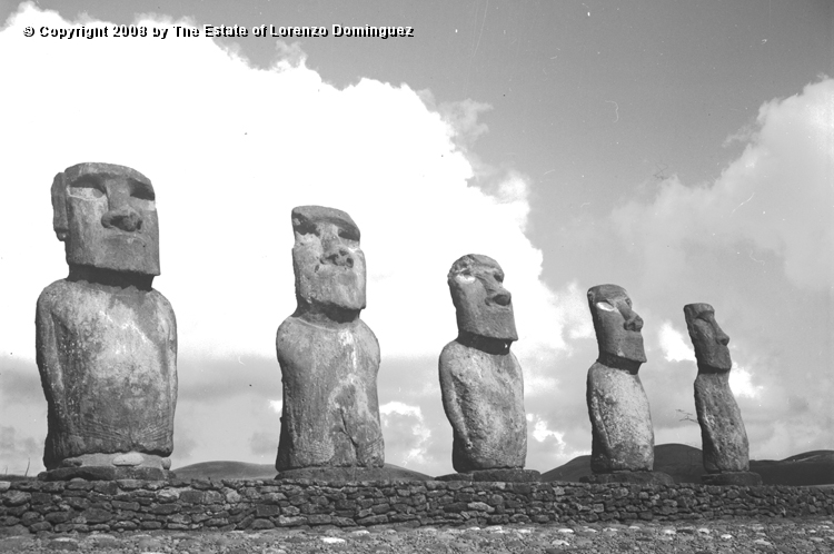 AKI_Detalle_04.jpg - Easter Island. 1960. Ahu Akivi. Detail of  the ahu restored by the Chilean-American archeological expedition lead by William Mulloy in 1960.