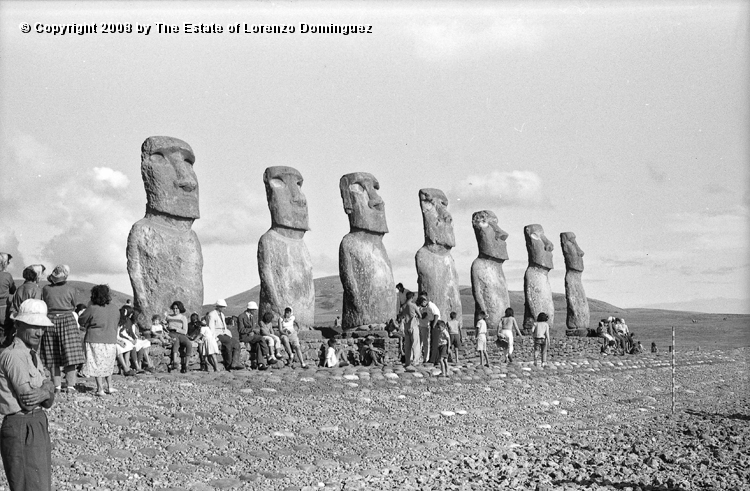 AKI_Inauguracion_05.jpg - Easter Island. 1960. Ahu Akivi the opening day, after restoration of the ahu  was completed by the team lead by William Mulloy. October 12, 1960.